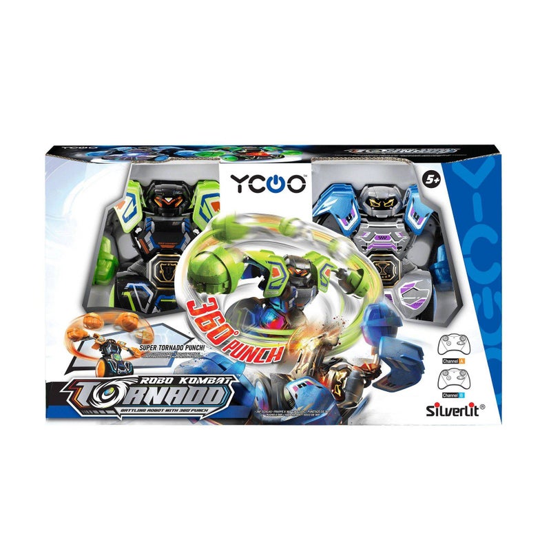 YCOO Robo Kombat Tornado Pack A Battling Robot (Pack of 2, Green/Blue) - Image 1